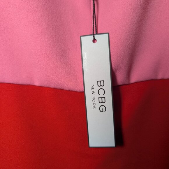 BCBG Colorblock Strapless Mini Dress in Pink and Fiery Orange, Size L - Picture 6 of 8